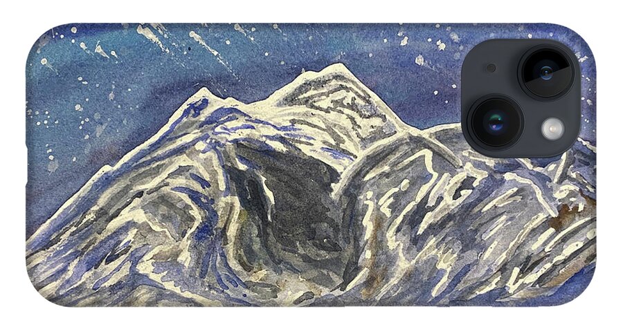 Mt Baker iPhone 14 Case featuring the painting Twilight Mountain by Lisa Neuman