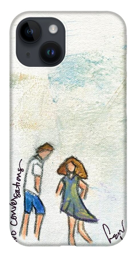 Beach iPhone 14 Case featuring the painting Two Conversations by Hew Wilson