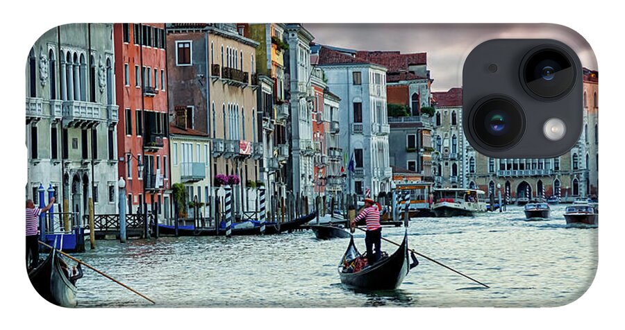 Gary-johnson iPhone Case featuring the photograph Two Gondoliers In Venice by Gary Johnson