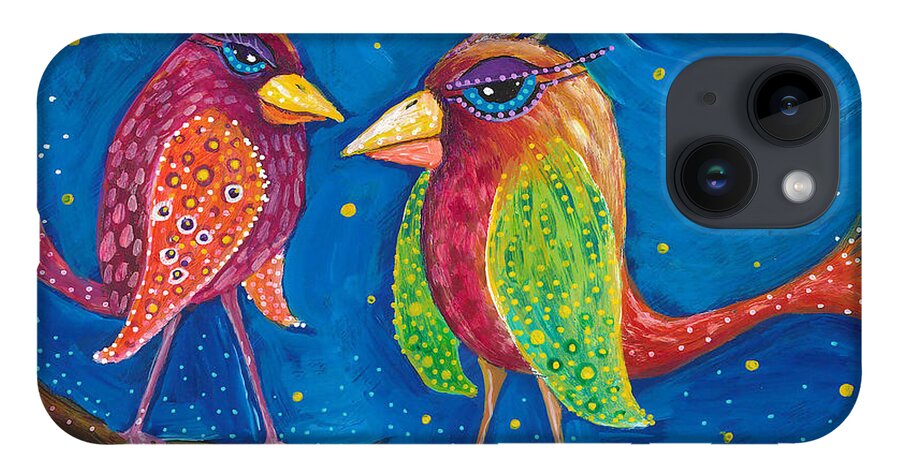 Twolittlebirds iPhone 14 Case featuring the painting Two Little Birds by Tanielle Childers