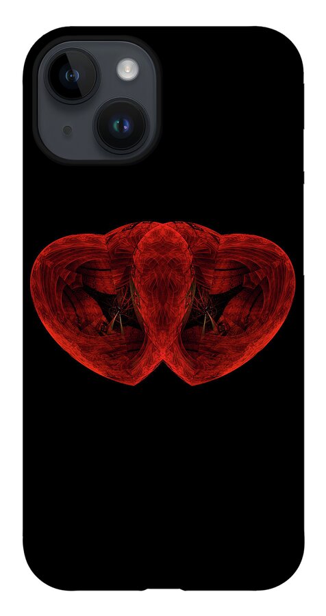 Backgrounds iPhone 14 Case featuring the digital art Two Red Hearts Beating as One by Manpreet Sokhi