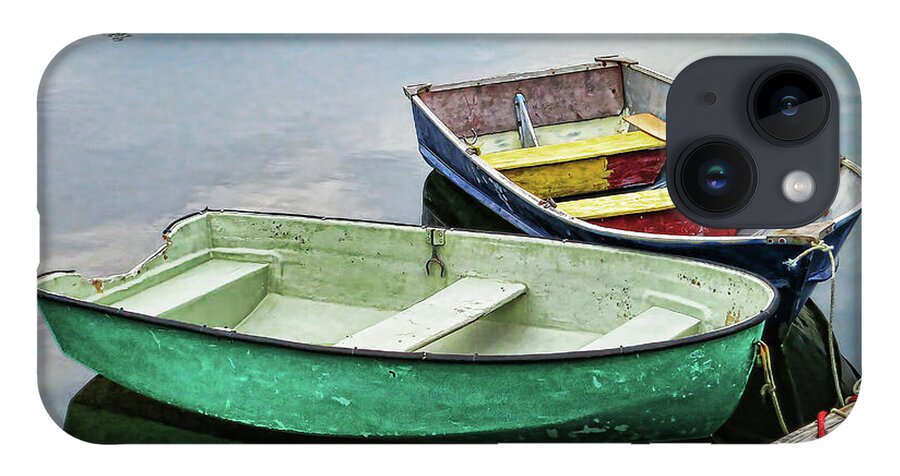 Two iPhone 14 Case featuring the photograph Two rowboats in Nova Scotia by Tatiana Travelways