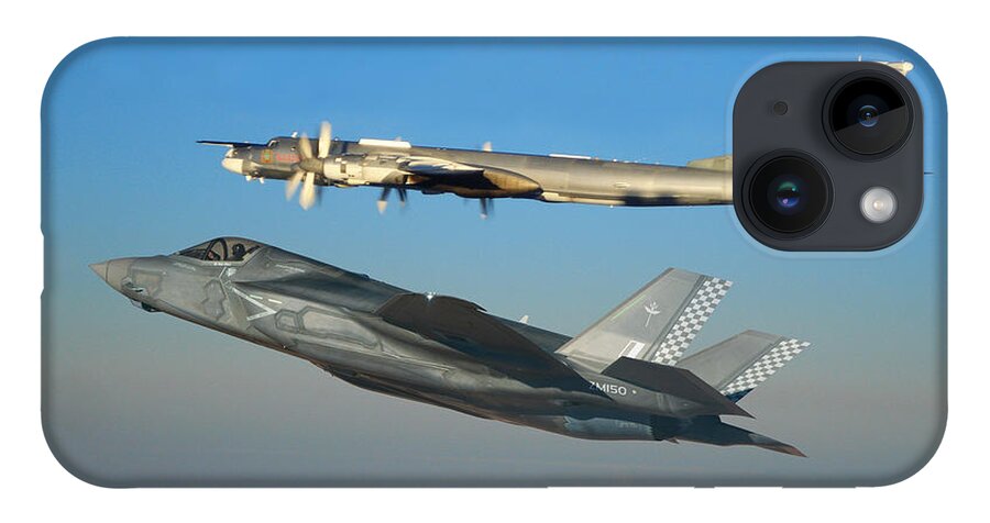 Lightning iPhone 14 Case featuring the digital art UK F-35B Bear Intercept by Custom Aviation Art