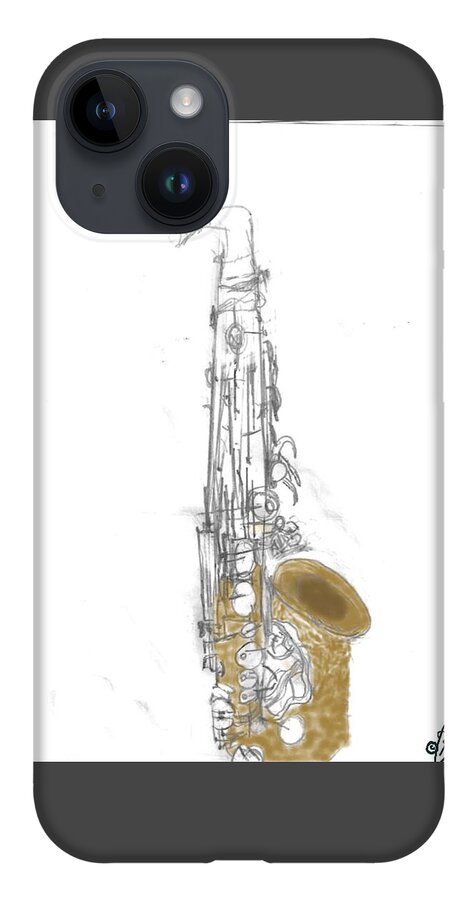 Alto Sax iPhone 14 Case featuring the digital art Unfinished by Leon deVose