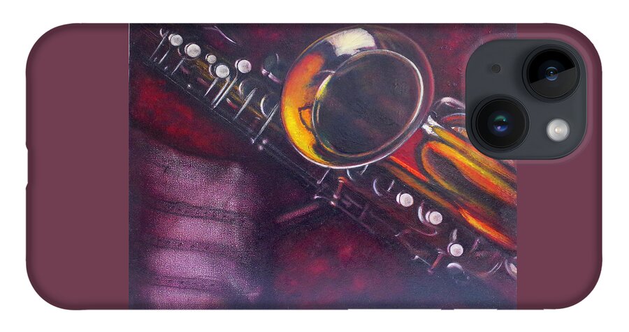 Realism iPhone 14 Case featuring the painting Unprotected Sax by Sean Connolly