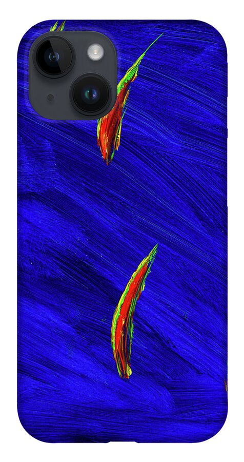 Abstract iPhone 14 Case featuring the digital art Upstream - Colorful Abstract Contemporary Acrylic Painting by Sambel Pedes