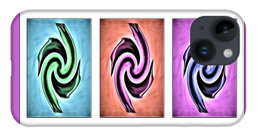 Living Room iPhone 14 Case featuring the digital art Vases in Three - Abstract White by Ronald Mills