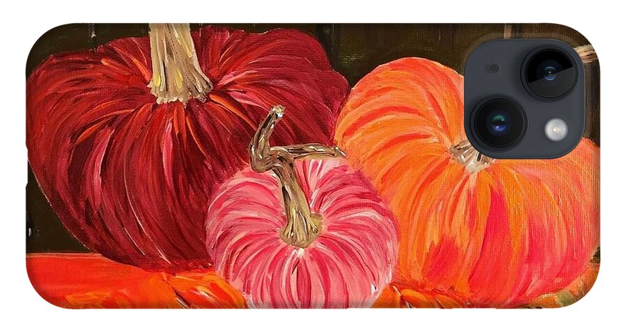  iPhone 14 Case featuring the painting Velvet Pumpkins by Debora Sanders