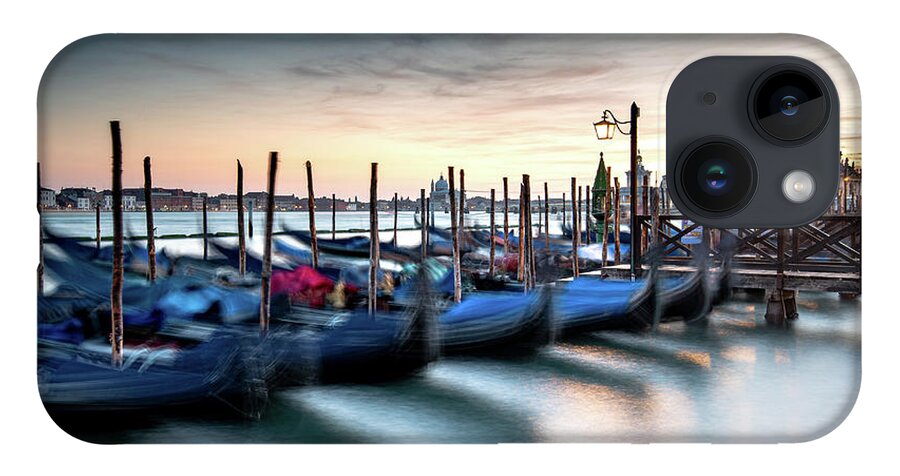 Gondola iPhone 14 Case featuring the photograph Venice Gondolas moored at the San Marco square. by Michalakis Ppalis