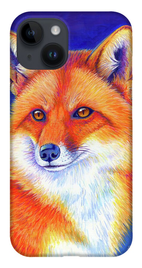 Red Fox iPhone Case featuring the painting Vibrant Flame - Colorful Red Fox by Rebecca Wang