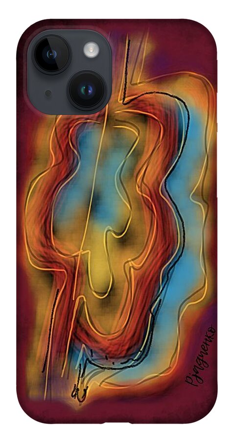 Abstract iPhone 14 Case featuring the digital art Vibrating cloud by Ljev Rjadcenko