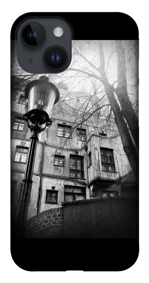 Vienna iPhone Case featuring the photograph Vienna Austria Hundertwasser House Black and White by Carol Japp