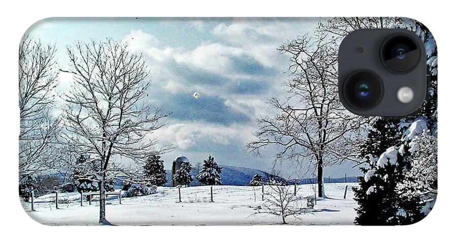 Snow iPhone 14 Case featuring the digital art View in Welsh Run, Pennsylvania by Nancy Olivia Hoffmann