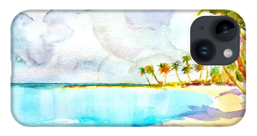 Tropical Beach iPhone Case featuring the painting Virgin Clouds by Carlin Blahnik CarlinArtWatercolor