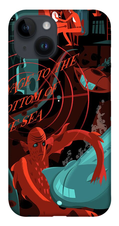 Nostalgia iPhone 14 Case featuring the digital art Voyage to the Bottom of the Sea by Alan Bodner