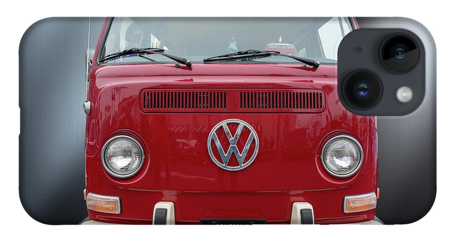 Backgrounds iPhone 14 Case featuring the photograph VW Red Bus by David Levin