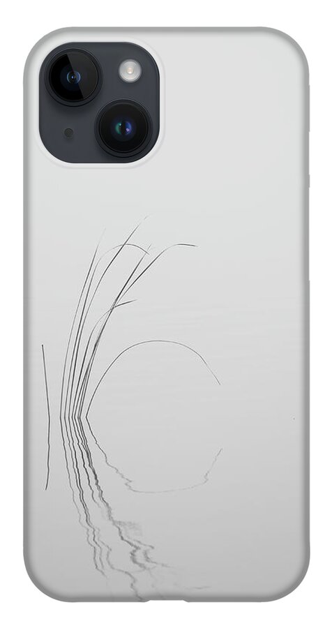 Black iPhone Case featuring the photograph Water Reed in Black and White by Carolyn Hutchins