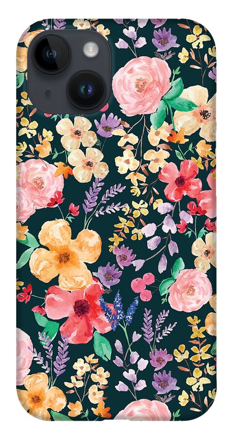 Spring Colors iPhone 14 Case featuring the painting Watercolor Field Flowers by Kristye Dudley