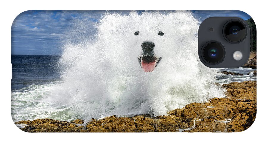 Smiling Dog iPhone 14 Case featuring the digital art Waterdog by Pelo Blanco Photo