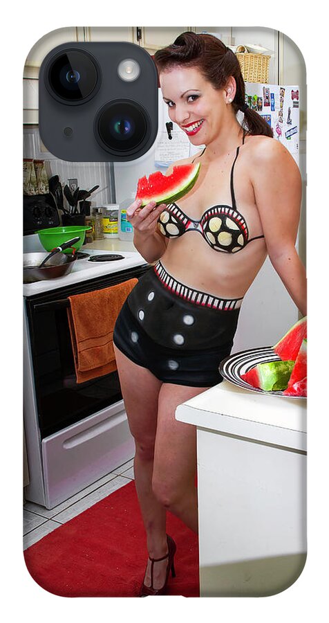 Cosplay iPhone 14 Case featuring the photograph Watermelon Pinup #2 by Christopher W Weeks