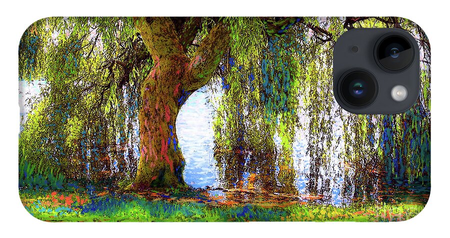 Landscape iPhone 14 Case featuring the painting Weeping Willow by Jane Small