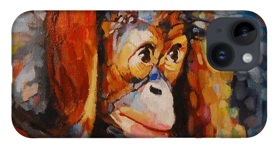 Primate iPhone 14 Case featuring the painting What I Saw At The Zoo by Jean Cormier