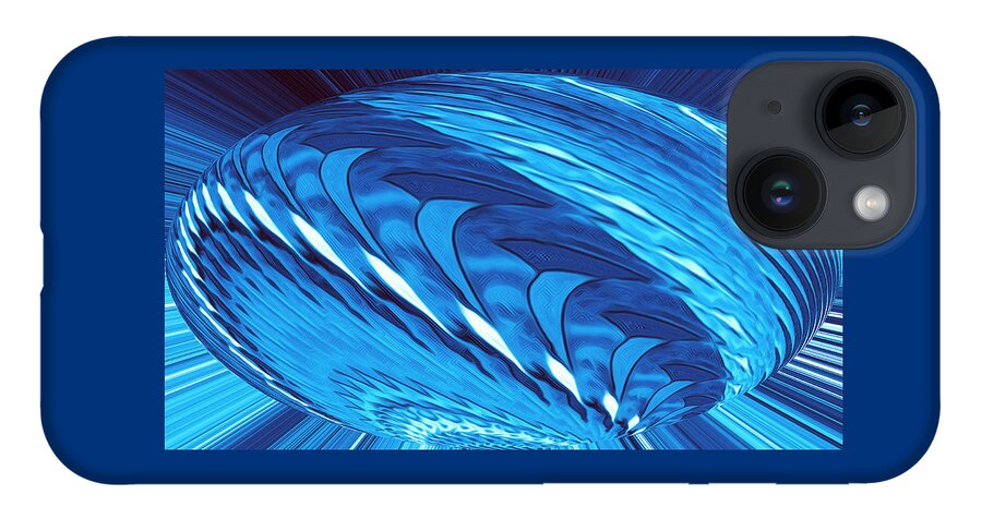 Abstract Art iPhone 14 Case featuring the digital art Fractal Wheel Blue by Ronald Mills
