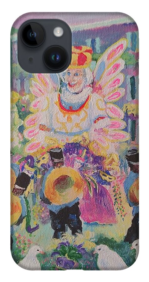 Mardi Gras iPhone 14 Case featuring the painting When the Saints Go Marching In---Mardi Gras King Rex by ML McCormick
