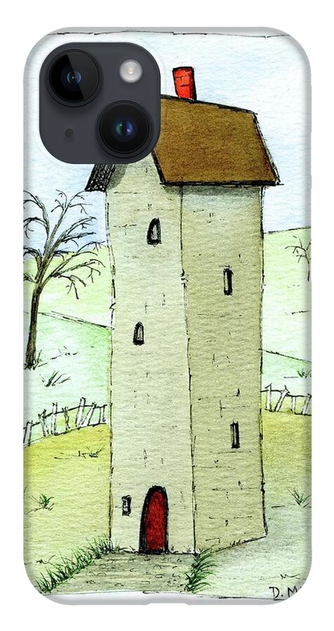 Whimsical House Painting iPhone 14 Case featuring the painting Whimsical Tall House by Donna Mibus