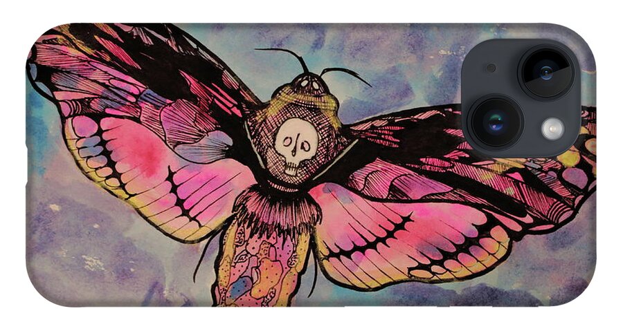 Death Moth iPhone Case featuring the painting Whispering Twilight Muted Death Moth by Kenneth Pope