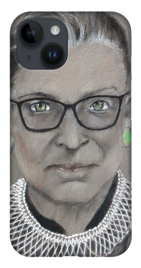 Ruth Bader Ginsburg iPhone Case featuring the drawing White-Collar Justice by Jayne Somogy
