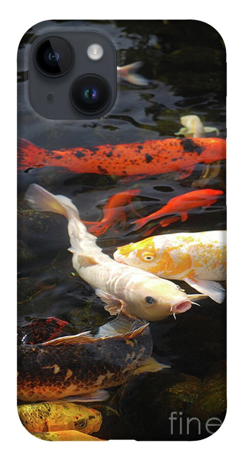 Photography iPhone 14 Case featuring the photograph White Koi by Stephanie Gambini