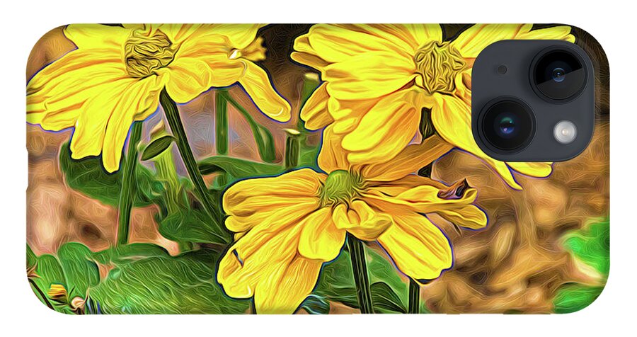 Autumn Sun iPhone 14 Case featuring the photograph Wild Golden Glow Coneflower Painterly by Debra Martz