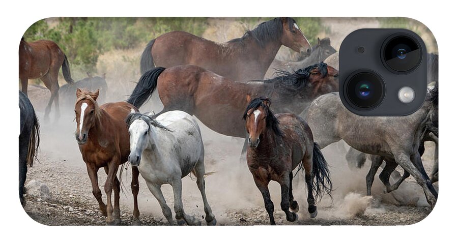 Wild Horses iPhone 14 Case featuring the photograph Wild Horses Utah by Wesley Aston