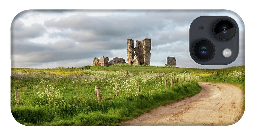 British iPhone 14 Case featuring the photograph Winding road leading to a chirch ruin in Norfolk by Simon Bratt