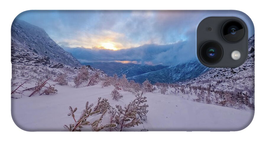 Tuckerman Ravine iPhone 14 Case featuring the photograph Windswept, Spring Sunrise In Tuckerman Ravine by Jeff Sinon