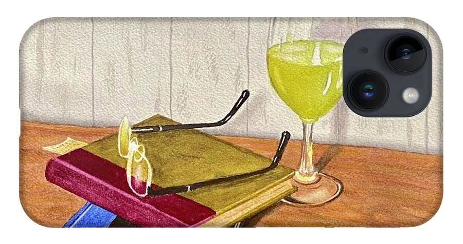 White Wine iPhone Case featuring the painting Wine and a Good Book by Joseph Burger