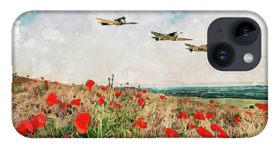 Spitfire Poppies iPhone 14 Case featuring the digital art Winged Angels by Airpower Art