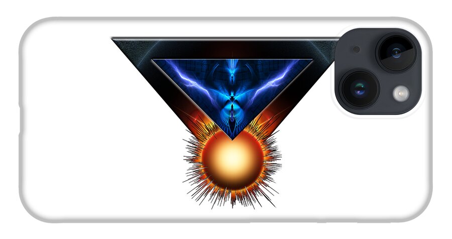 Fire iPhone 14 Case featuring the digital art Wings Of Lightning Fractal Art Emblem by Rolando Burbon