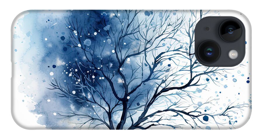Four Seasons iPhone 14 Case featuring the painting Winter- Four Seasons Painting by Lourry Legarde