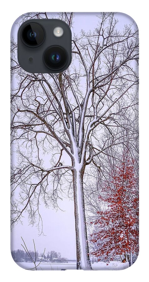 White iPhone 14 Case featuring the photograph Winter, i don't wanna a lose red by Carl Marceau