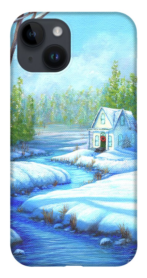 Christmas iPhone 14 Case featuring the painting Winter Retreat by Sarah Irland