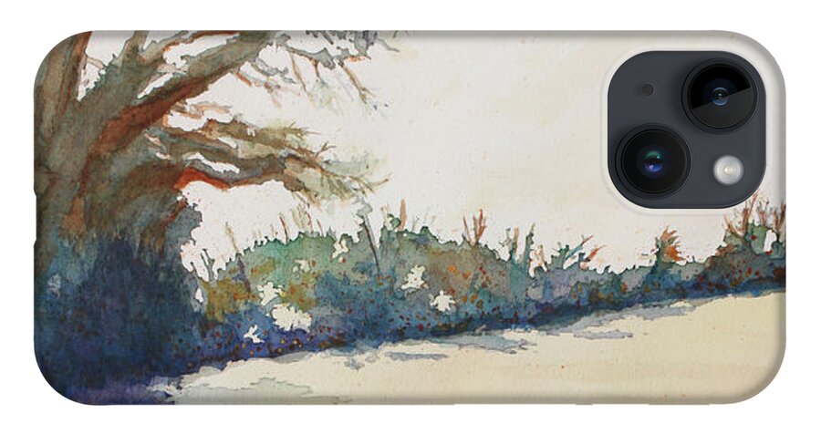 Joryville Park iPhone 14 Case featuring the painting Winter Shadows by Jenny Armitage
