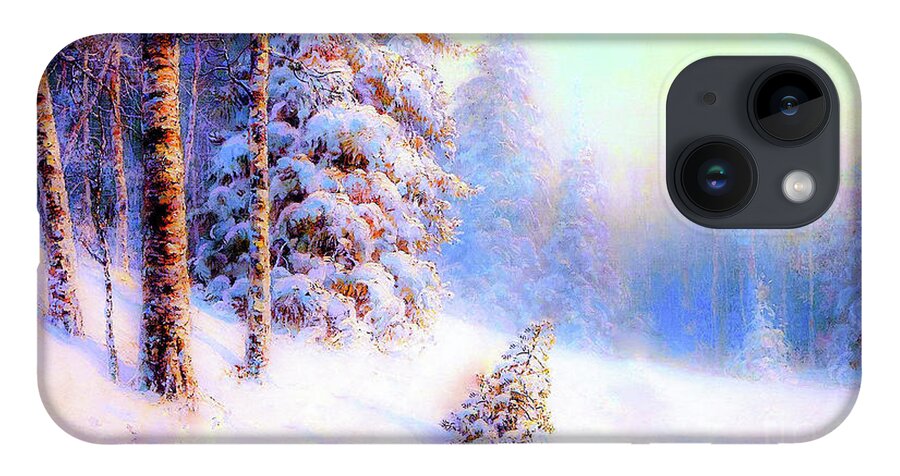 Landscape iPhone 14 Case featuring the painting Winter Snow Beauty by Jane Small