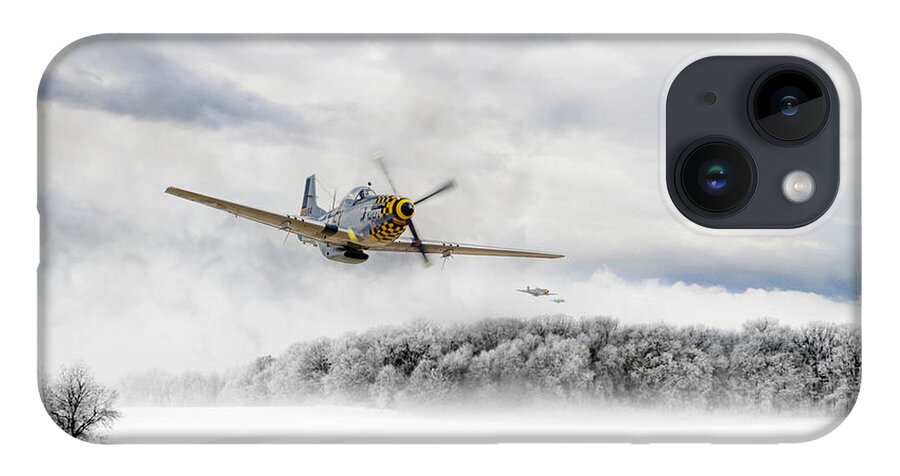 P-51 Mustang iPhone 14 Case featuring the digital art Winter Stallions by Airpower Art