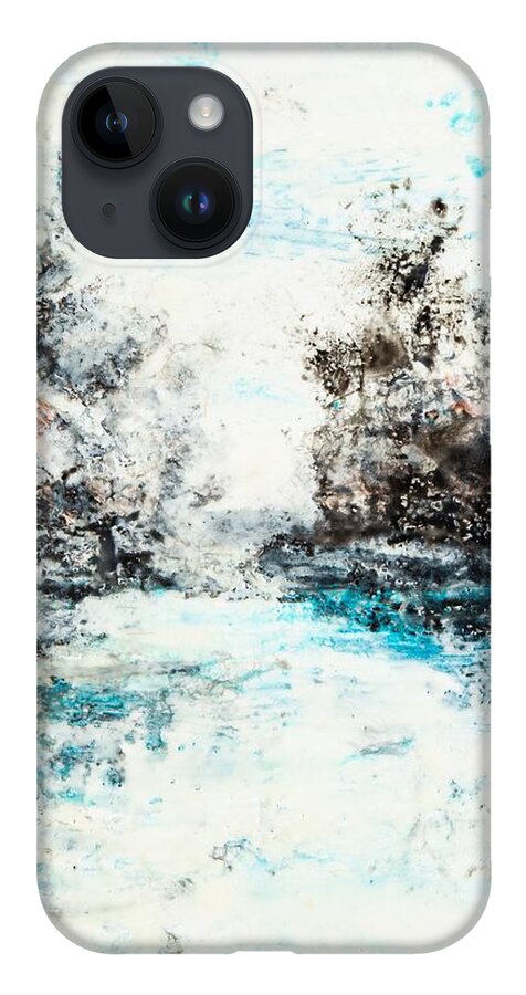 Abstract iPhone 14 Case featuring the digital art Winter Wonder III - Colorful Abstract Contemporary Acrylic Painting by Sambel Pedes