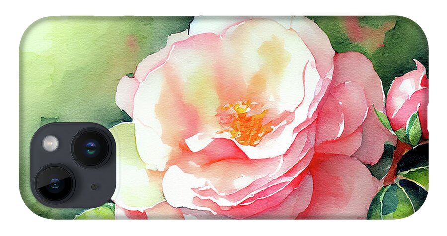 Camellia iPhone 14 Case featuring the mixed media Winter's Rose - The Camellia by Mark Tisdale