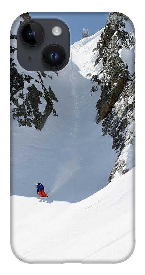 Utah iPhone 14 Case featuring the photograph Wolverine Cirque Skier - Big Cottonwood Canyon, Utah - IMG_0412e by Brett Pelletier
