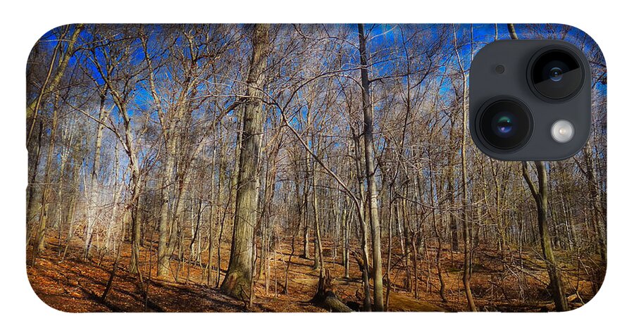 Woods iPhone 14 Case featuring the digital art Woods with Deep Blue Sky by Russ Considine