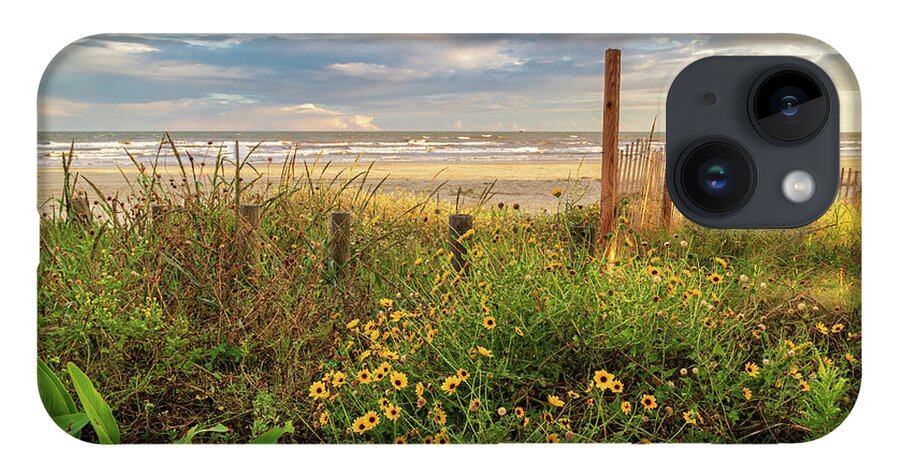 Yellow Flowers iPhone 14 Case featuring the photograph Yellow Flowers At Galveston Beach by James Eddy